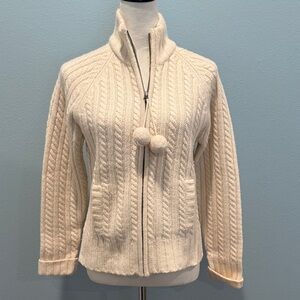 GAP Lambswool Cable knit Cream colored Cardigan Medium